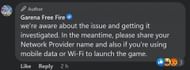 The login issue has been encountered by Free Fire players since the morning (Image via Facebook)